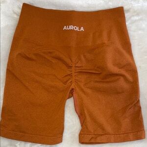 AUROLA Rust Orange High-Waisted Shorts S/M Medium